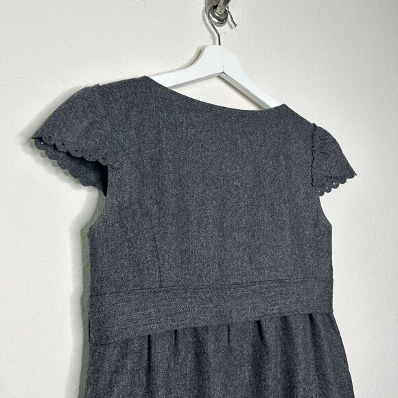 Cynthia Steffe Laser Cut Layered Ruffle Pleated Hem Pocketed Gray Wool Dress 2 - Picture 12 of 14